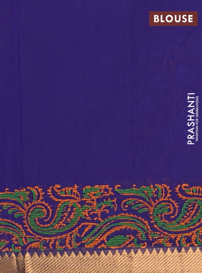 Mangalagiri cotton block printed saree violet shade with allover prints and mangalgiri border