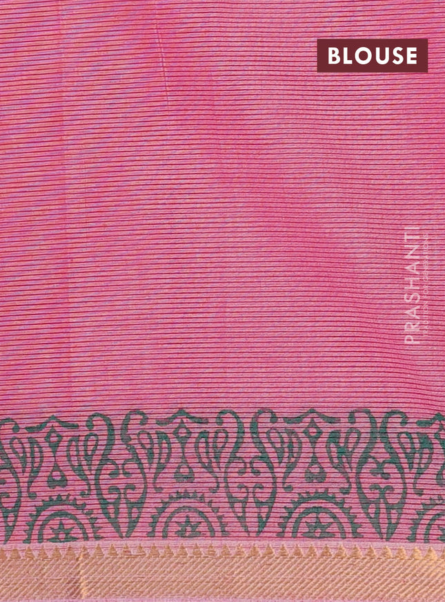 Mangalagiri cotton block printed saree pink with allover butta prints and mangalgiri border