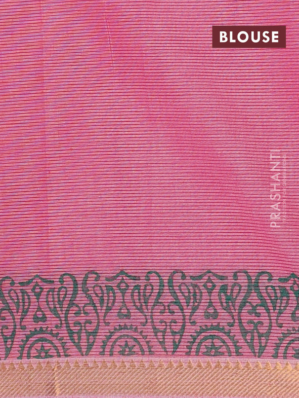 Mangalagiri cotton block printed saree pink with allover butta prints and mangalgiri border