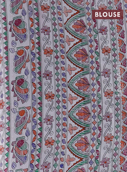 Pochampally silk saree deep maroon and cream with allover ikat woven buttas and madhubani prints