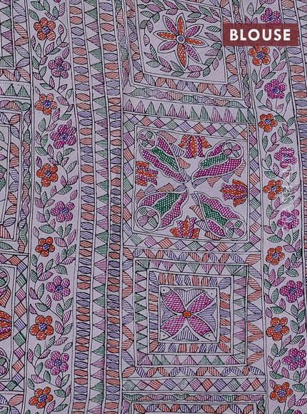 Pochampally silk saree dark pink and off white with allover ikat weaves and madhubani prints