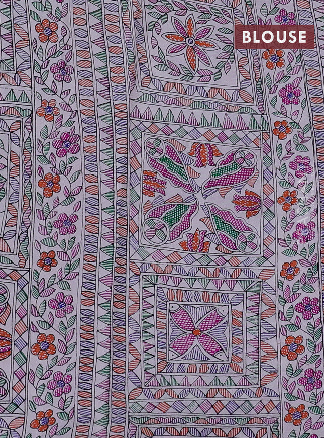 Pochampally silk saree dark pink and off white with allover ikat weaves and madhubani prints