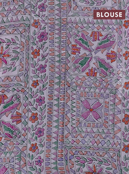 Pochampally silk saree dark pink and cream with allover ikat woven buttas and madhubani prints