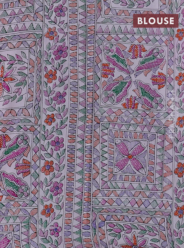 Pochampally silk saree dark pink and cream with allover ikat woven buttas and madhubani prints