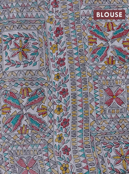 Pochampally silk saree elephant grey and cream with allover ikat woven buttas and madhubani prints