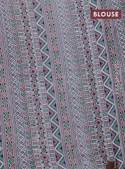 Pochampally silk saree violet and cream with allover ikat woven buttas and madhubani prints