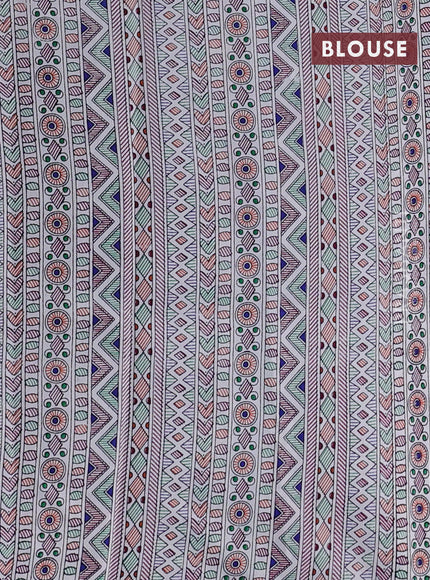Pochampally silk saree purple and cream with allover ikat woven buttas and madhubani prints