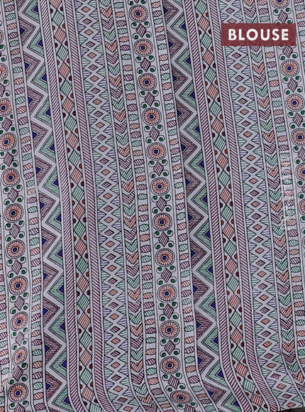 Pochampally silk saree deep purple and cream with allover ikat woven buttas and madhubani prints