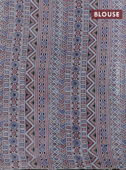 Pochampally silk saree green and cream with allover ikat woven buttas and madhubani prints