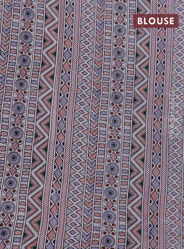 Pochampally silk saree dark pink and cream with allover ikat woven buttas and madhubani prints
