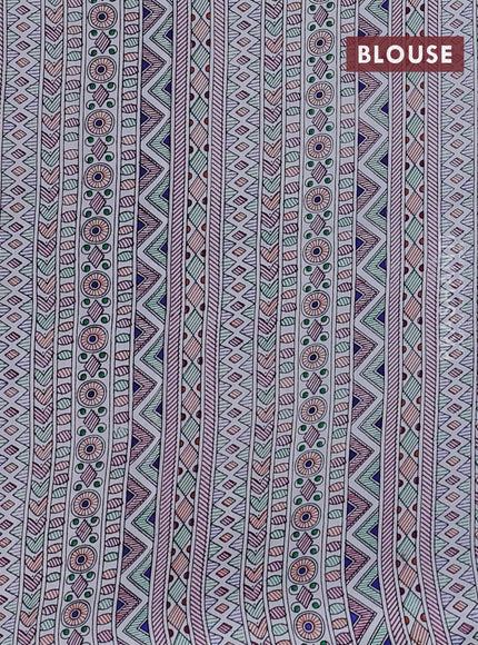 Pochampally silk saree violet and off white with allover ikat woven buttas and madhubani prints