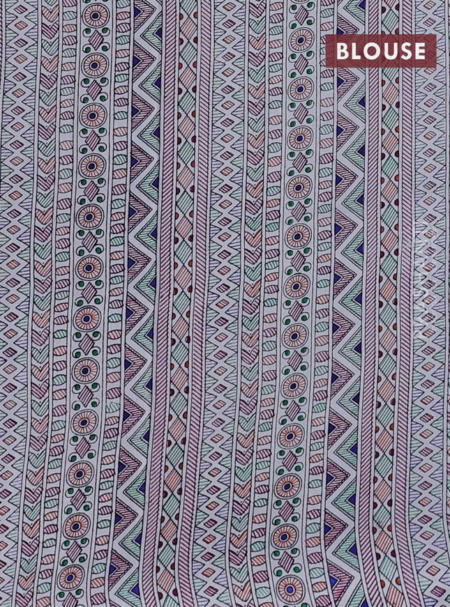 Pochampally silk saree violet and off white with allover ikat woven buttas and madhubani prints