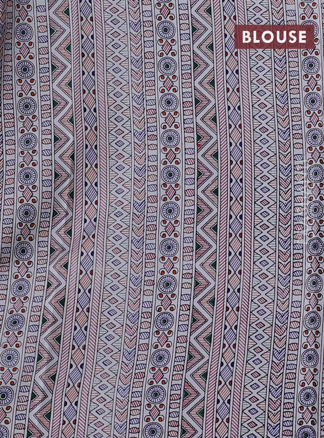 Pochampally silk saree green and cream with allover ikat woven buttas and madhubani prints