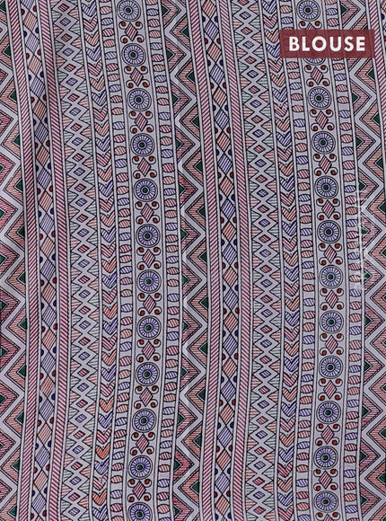 Pochampally silk saree dark pink and cream with allover ikat woven buttas and madhubani prints