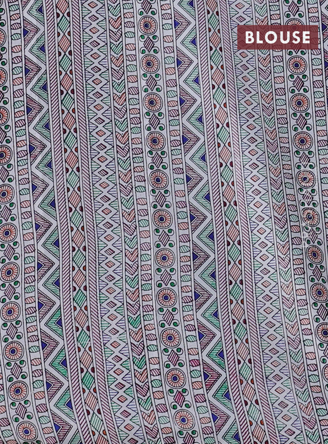 Pochampally silk saree deep violet and cream with allover ikat woven buttas and madhubani prints