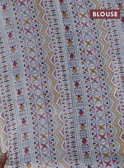 Pochampally silk saree royal blue and cream with allover ikat woven buttas and madhubani prints