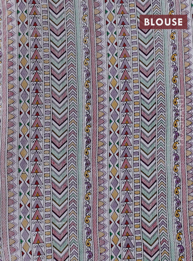Pochampally silk saree lavender and cream with allover ikat woven buttas and madhubani prints