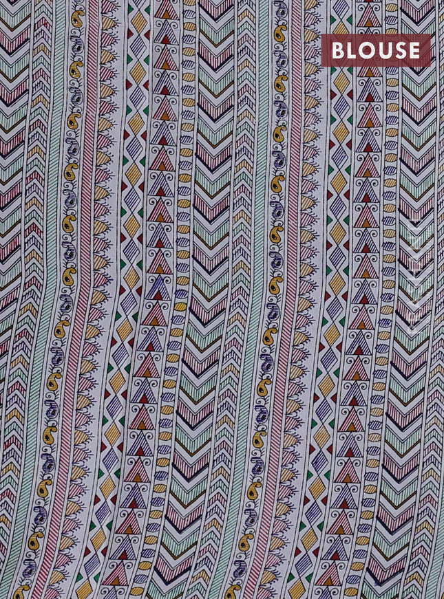 Pochampally silk saree elephant grey and off white with allover ikat woven buttas and madhubani prints