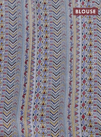 Pochampally silk saree peacock blue and cream with allover ikat woven buttas and madhubani prints