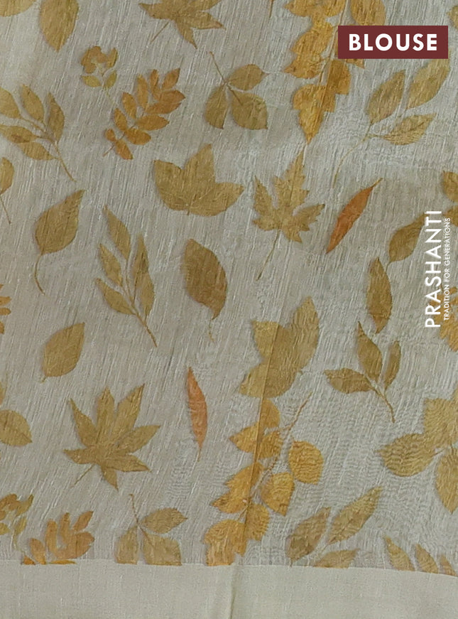 Pure linen silk saree mild pista green and mustard yellow with allover prints and simple border