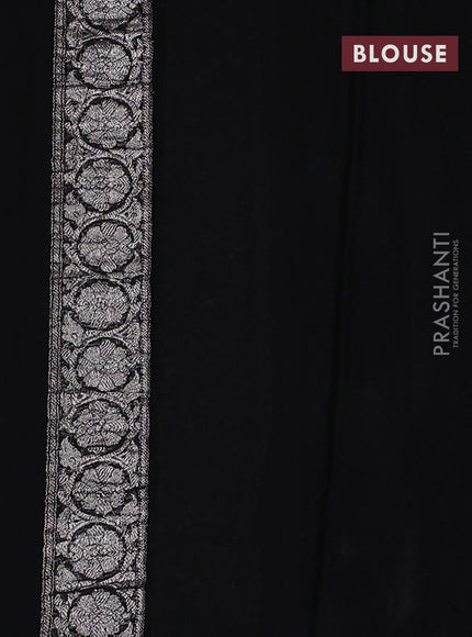 Banarasi chiffon saree black with silver zari woven buttas and floral silver zari woven border