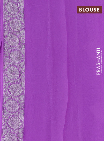 Banarasi chiffon saree lavender with silver zari woven buttas and floral silver zari woven border