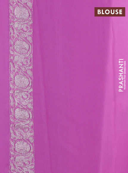 Banarasi chiffon saree light pink with silver zari woven buttas and floral silver zari woven border