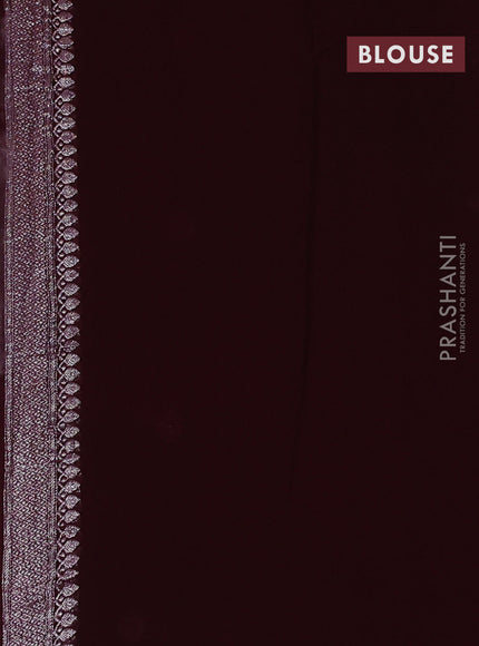 Banarasi chiffon saree deep maroon with silver zari woven buttas and floral silver zari woven border