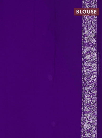 Banarasi chiffon saree purple with silver zari woven buttas and floral silver zari woven border