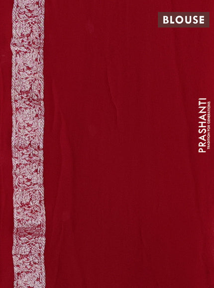 Banarasi chiffon saree red with silver zari woven buttas and floral silver zari woven border