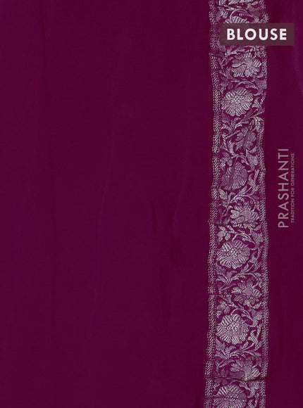 Banarasi chiffon saree red and pink with silver zari woven buttas and floral silver zari woven border