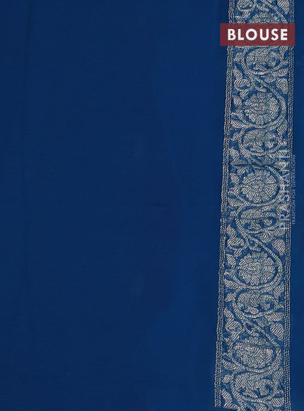 Banarasi chiffon saree purple and cs blue with silver zari woven buttas and floral silver zari woven border