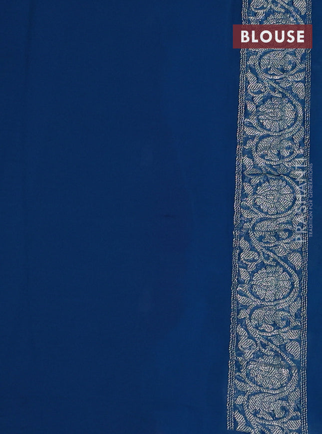 Banarasi chiffon saree purple and cs blue with silver zari woven buttas and floral silver zari woven border