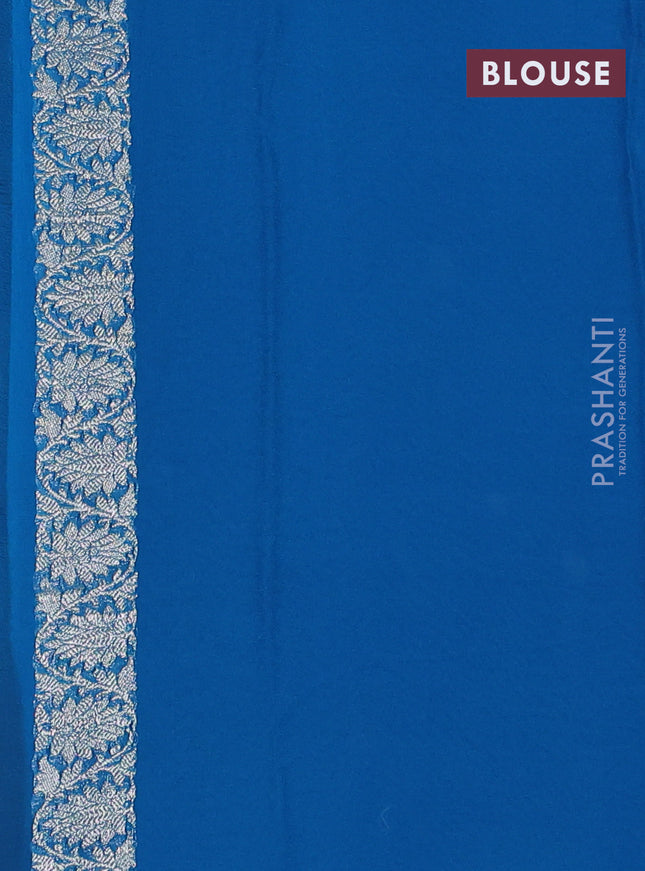 Banarasi chiffon saree black and cs blue with silver zari woven buttas and floral silver zari woven border