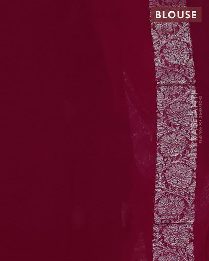 Banarasi chiffon saree black and pink with silver zari woven buttas and floral silver zari woven border