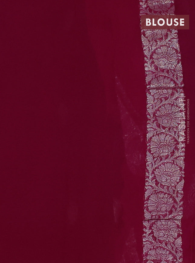 Banarasi chiffon saree black and pink with silver zari woven buttas and floral silver zari woven border