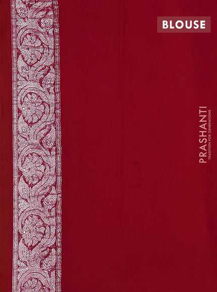 Banarasi chiffon saree orange and dark pink with silver zari woven buttas and floral silver zari woven border