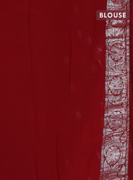 Banarasi chiffon saree black and maroon with silver zari woven buttas and floral silver zari woven border