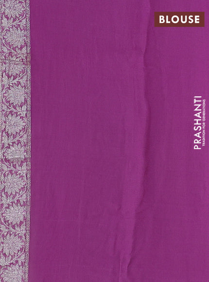 Banarasi chiffon saree pista green and lotus pink with silver zari woven buttas and floral silver zari woven border