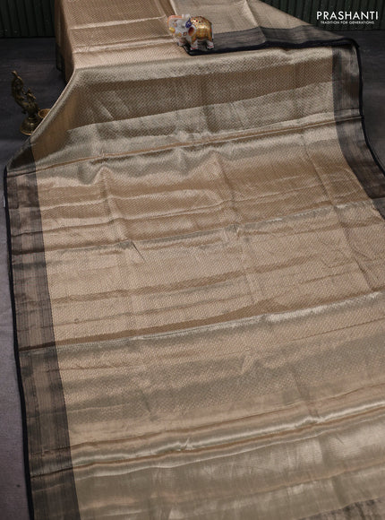 Banarasi tissue silk saree beige and black with allover zari woven brocade weaves and zari woven border