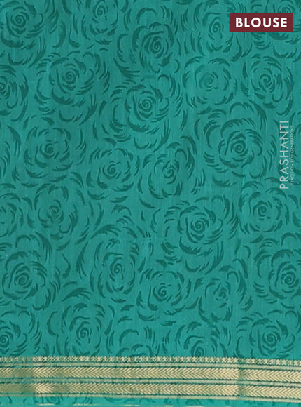 Muslin silk saree navy blue and teal green with allover ikat prints and zari woven border