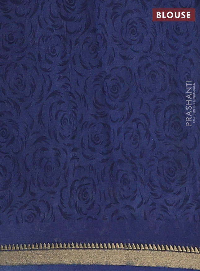Muslin silk saree maroon and blue with allover ikat prints and zari woven border