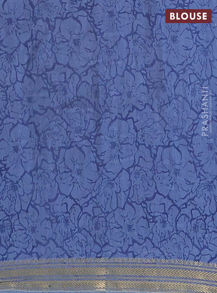 Muslin silk saree teal green and blue shade with allover floral butta prints and zari woven border