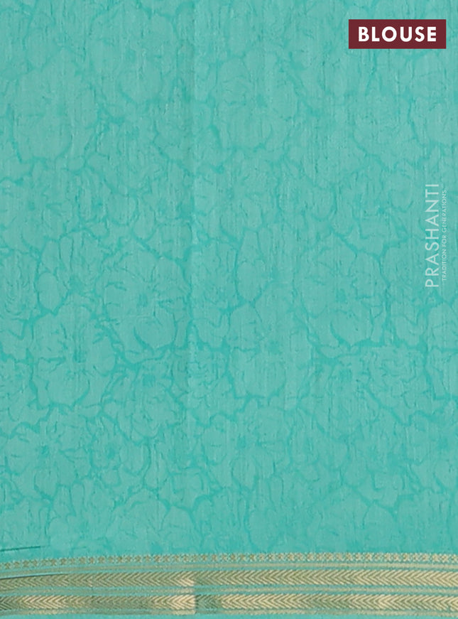 Muslin silk saree greyish blue and teal green shade with allover floral butta prints and zari woven border
