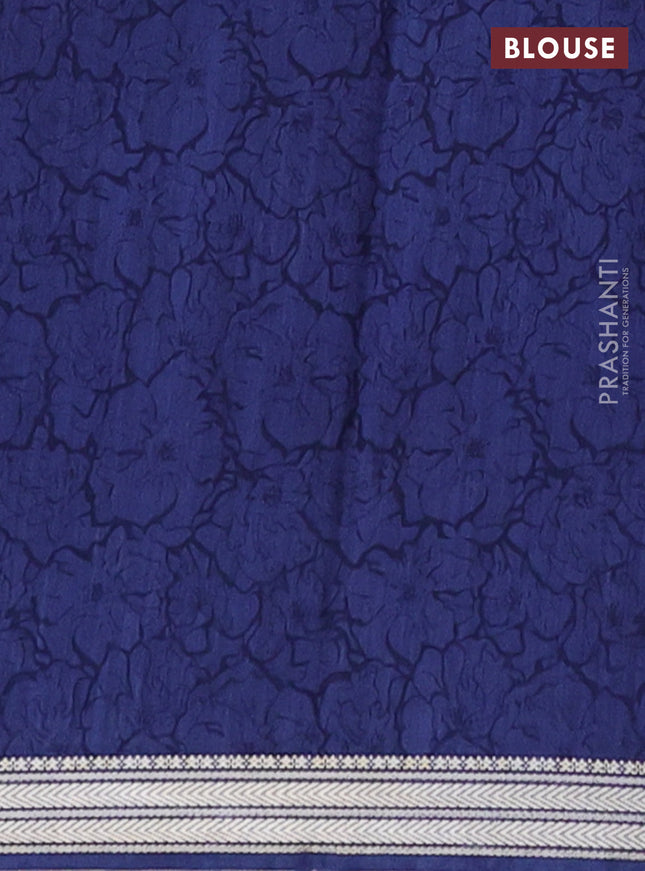 Muslin silk saree pastel maroon and blue with allover geometric prints and zari woven border