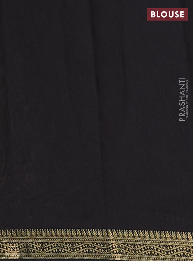 Muslin silk saree black and sandal with allover kalamkari prints and zari woven border