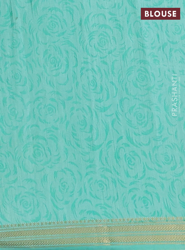 Muslin silk saree dark grey and teal green with allover paisley prints and zari woven border