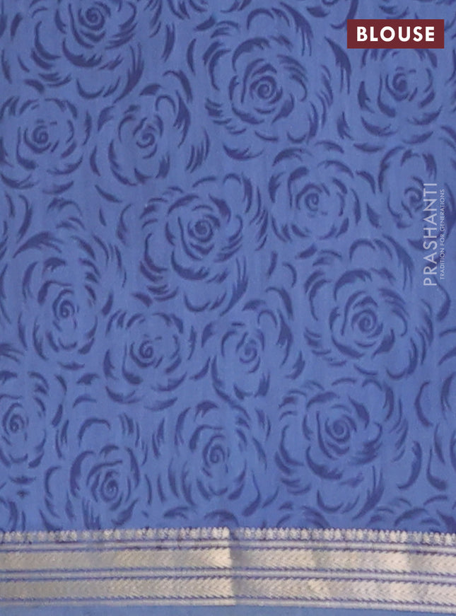 Muslin silk saree maroon and bluish grey with allover paisley prints and zari woven border