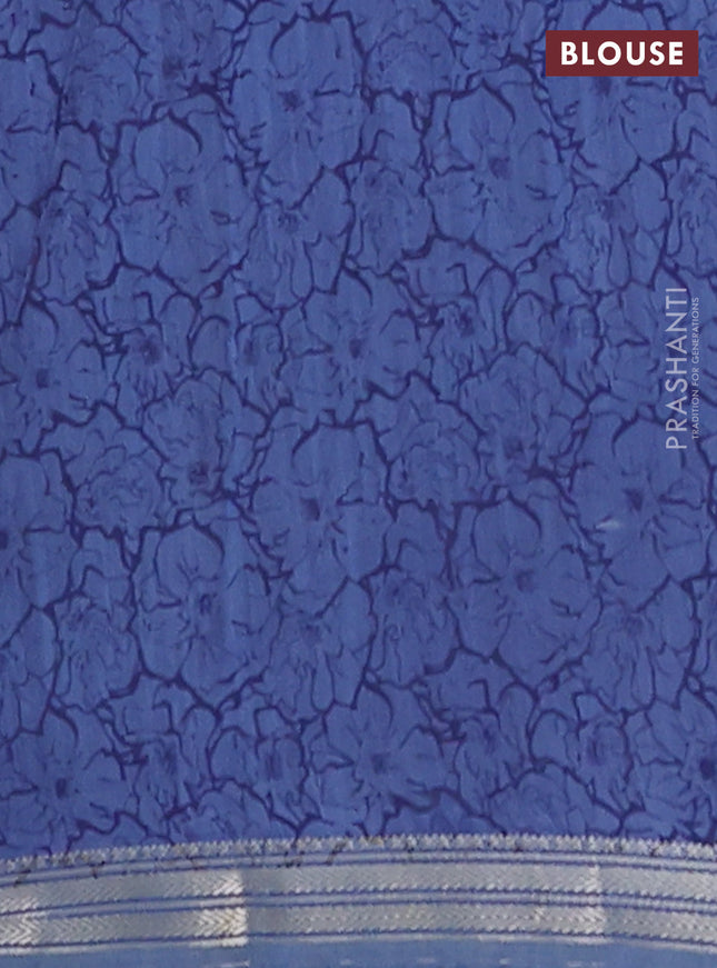 Muslin silk saree maroon and blue shade with allover bandhani prints and zari woven border