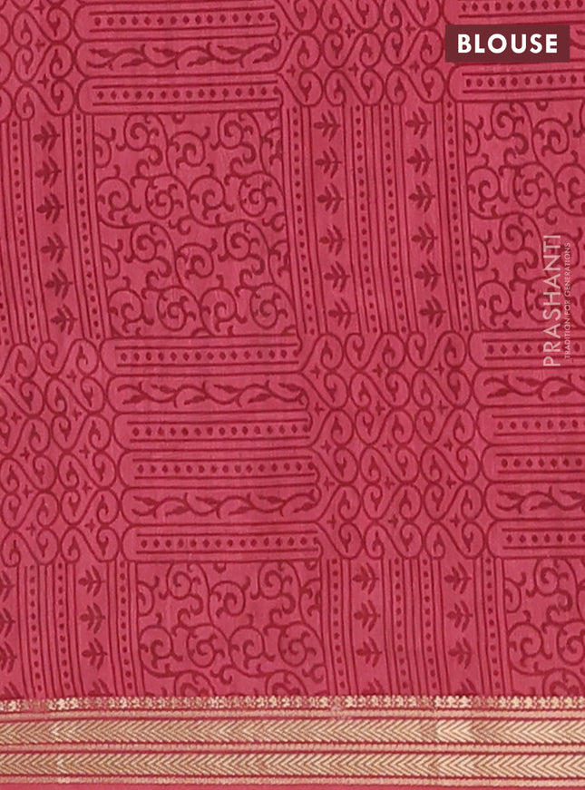 Muslin silk saree grey and pastel maroon with allover geometric prints and zari woven border